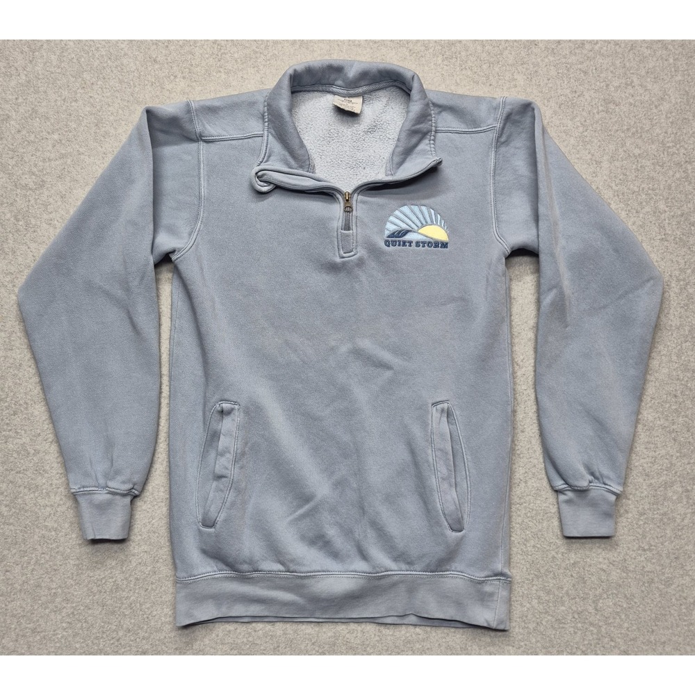 Quiet Storm Sweatshirt Men Small Gray 1/4 Zip Pullover Fleece Beach Surf Coastal